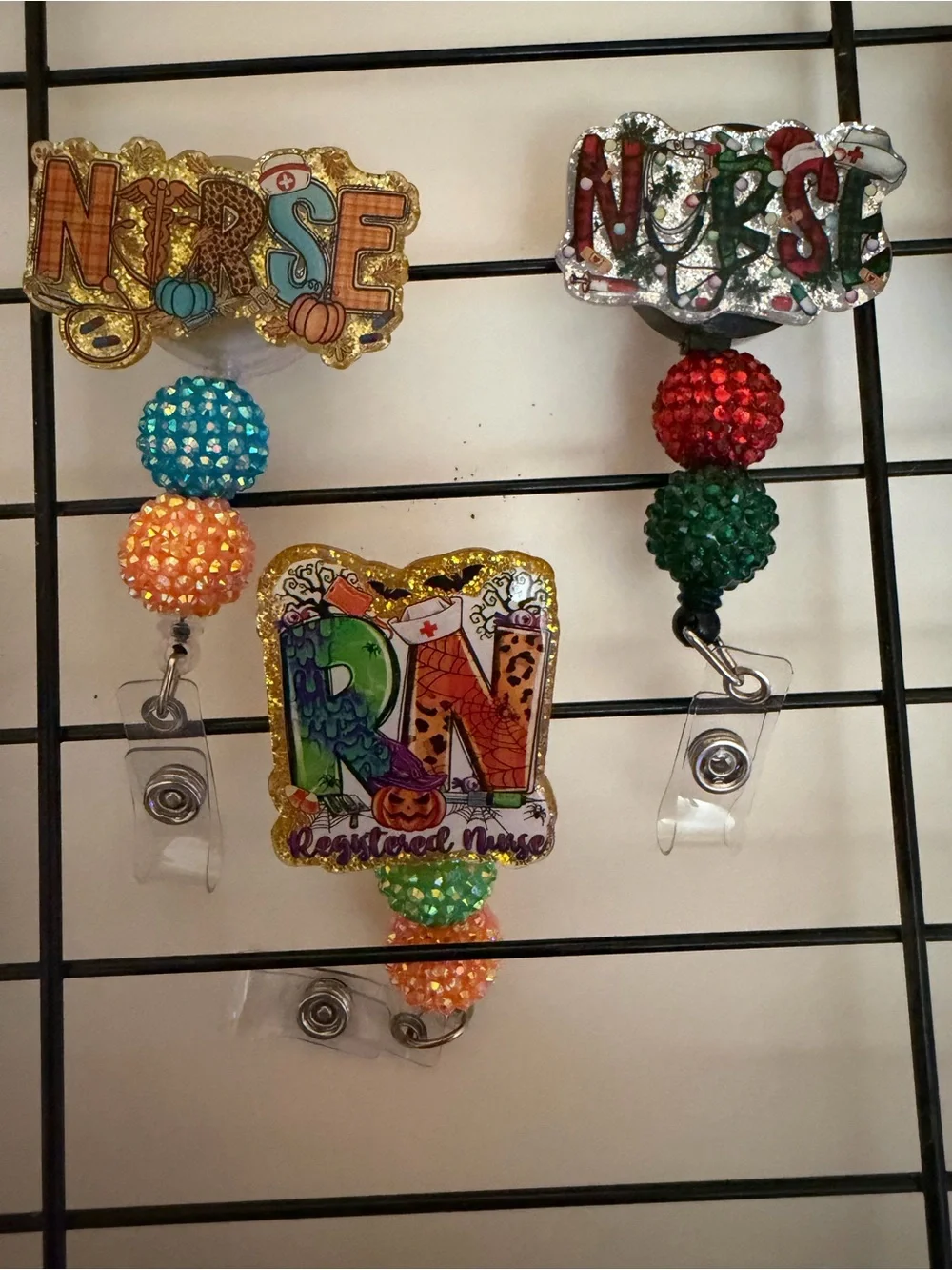Super Nurse Badge Reel - Blue Sparkle Retractable ID Holder